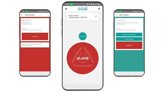 Stiller Alarm Darstellung der Mobilen App